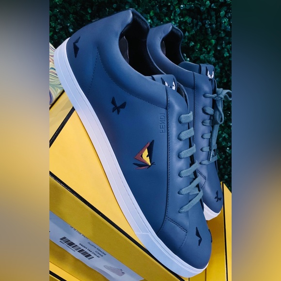 FENDI Butterfly Multicolor Bag Bugs Low-Top Storm Leather Sneakers UK12 US13 NEW - Picture 2 of 16